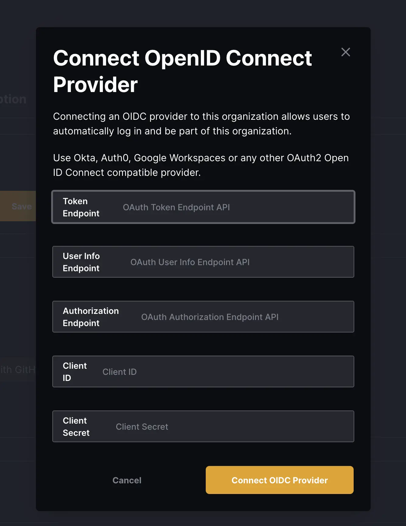 OIDC Modal in Hive